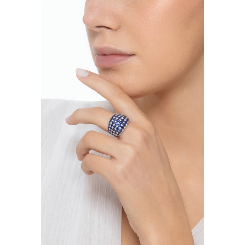 Bague saphir bleu et diamant Bague saphir bleu et diamant