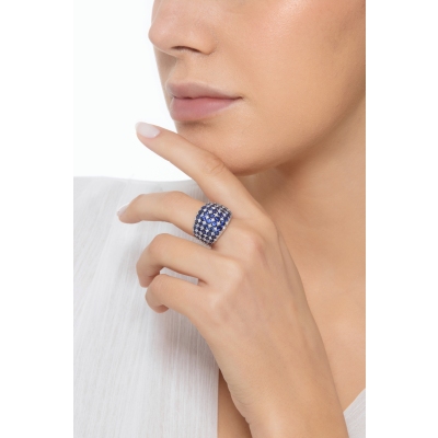Bague saphir bleu et diamant