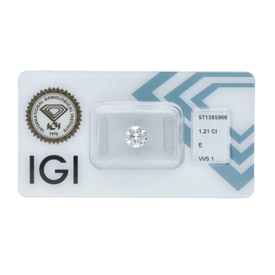 Diamant Certifié IGI   CT 1,21   E   VVS 1