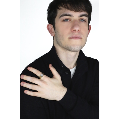 Bague en or jaune et blanc 18k avec pavé de diamants