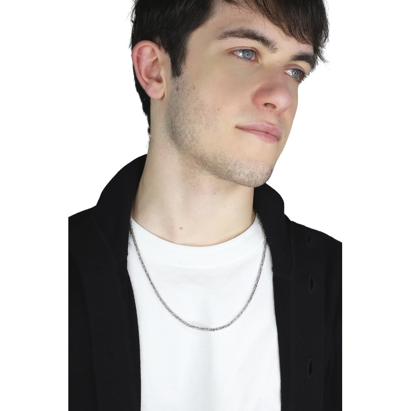 Collier en or blanc 18k à maille byzantine cm 60 Collier en or blanc 18k à maille byzantine cm 60