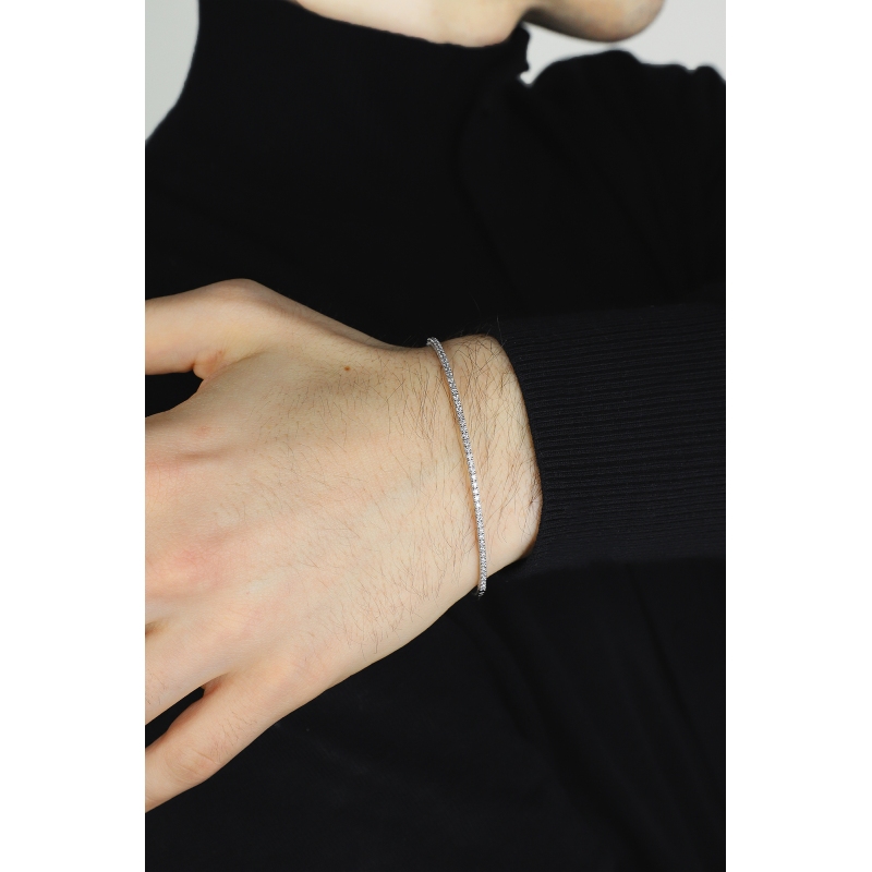 Bracelet rigide tennis en or blanc 18 carats avec diamants Bracelet rigide tennis en or blanc 18 carats avec diamants