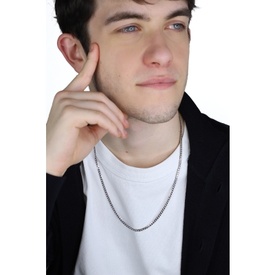 Chaîne à maillons gourmette en or blanc 18k, cm 60.