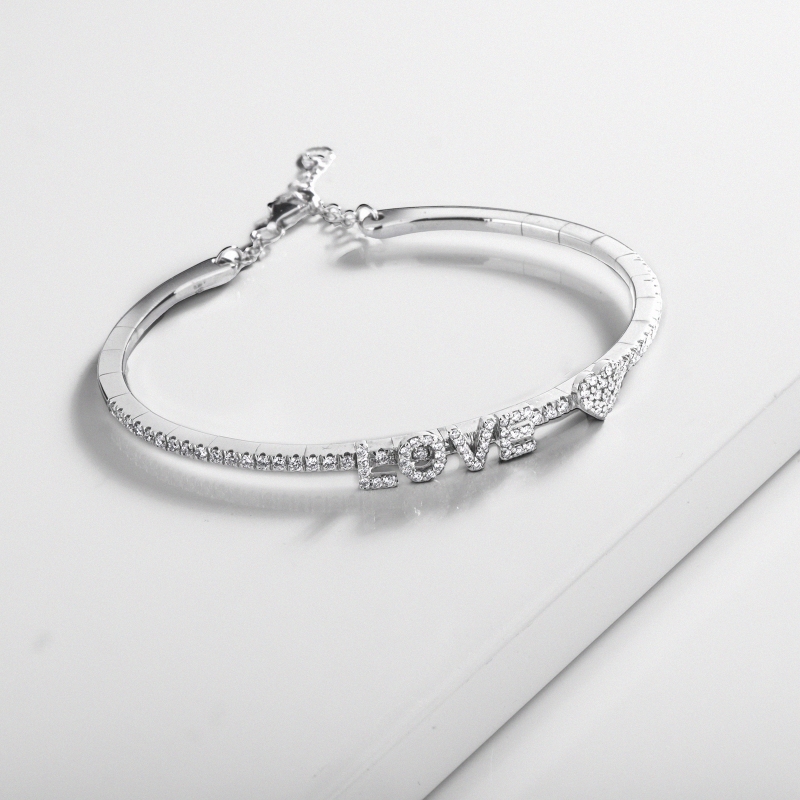 Bracelet rigide LOVE et diamants