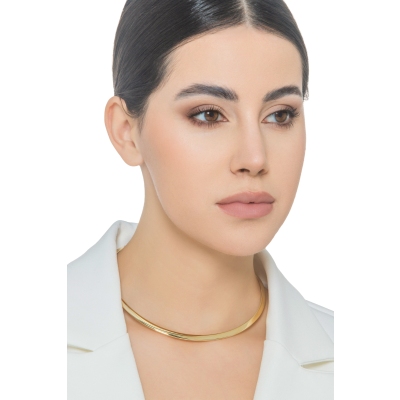 Collier choker rigide en or jaune 18k