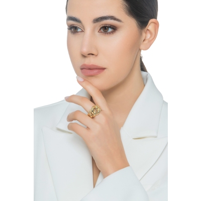 Bague en or jaune 18k tressée