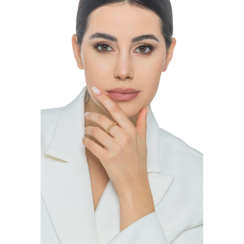 Bague gourmette en or jaune 18 carats.