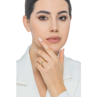 Bague bandeau en or jaune 18k