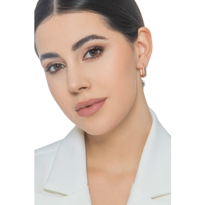  Boucles d'oreilles carrées en or rose 18 carats