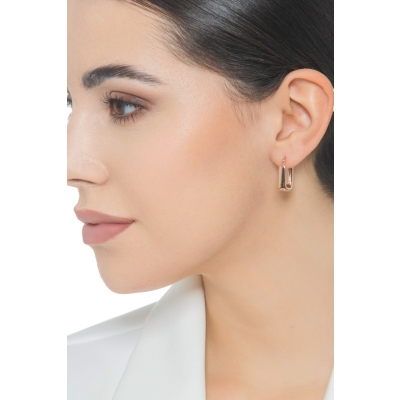  Boucles d'oreilles carrées en or rose 18 carats
