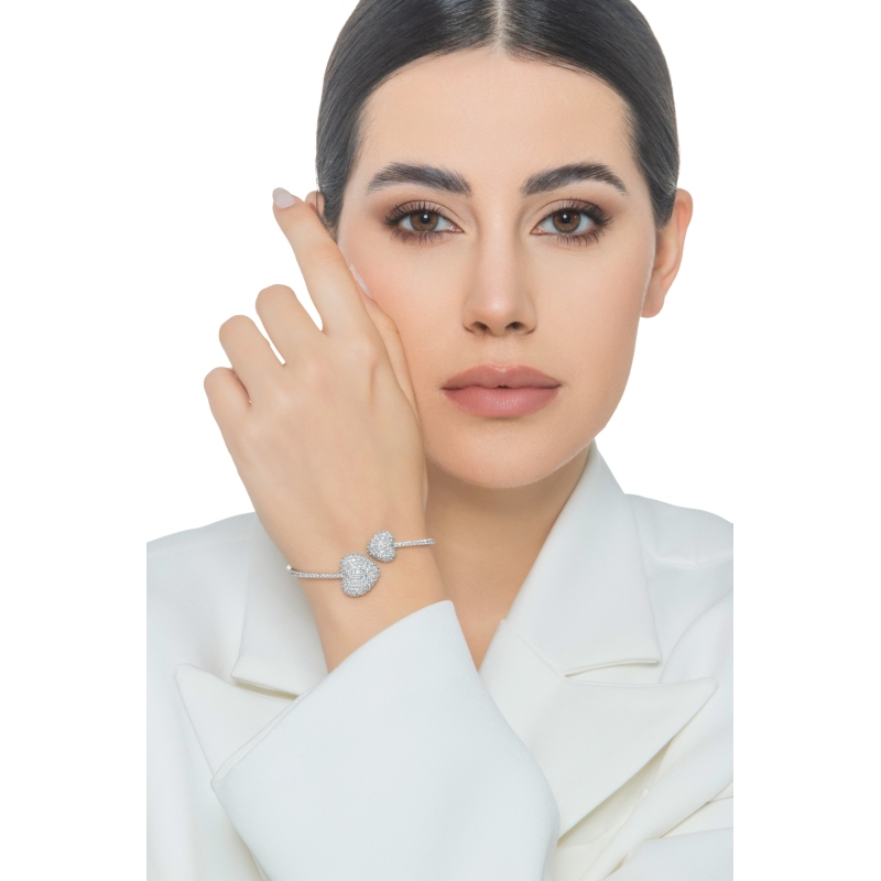 Bracelet TOI ET MOI or blanc avec deux cœurs en diamant Bracelet TOI ET MOI or blanc avec deux cœurs en diamant