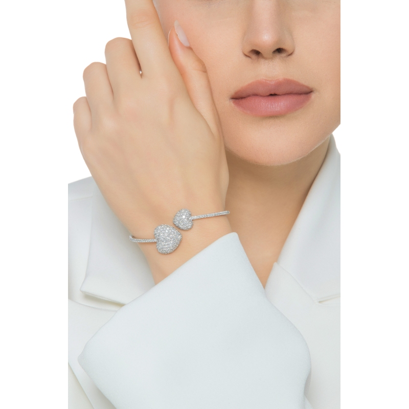 Bracelet TOI ET MOI or blanc avec deux cœurs en diamant Bracelet TOI ET MOI or blanc avec deux cœurs en diamant