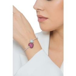 TOI ET MOI Bracelet or blanc avec deux cœurs en rubis et diamant 2