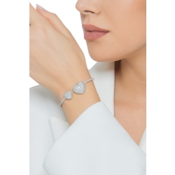 Bracelet semirigide or blanc avec deux cœurs en diamant 2