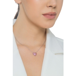 Collier en or blanc 18 carats avec cœur saphirs roses 2