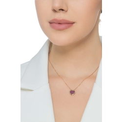 Collier en or jaune 18k avec cœur rubis 2