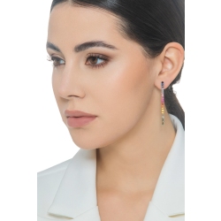 Boucles d'oreilles tennis en or rose 18k avec saphirs multicolores 2