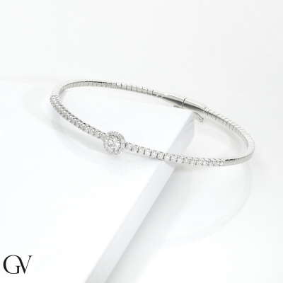 Bracelet semi-rigide en or blanc 18K avec diamants 