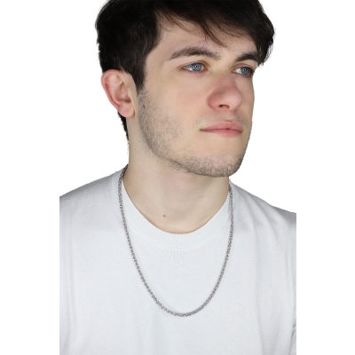 Collier en or blanc 18k à maille byzantine 60 cm