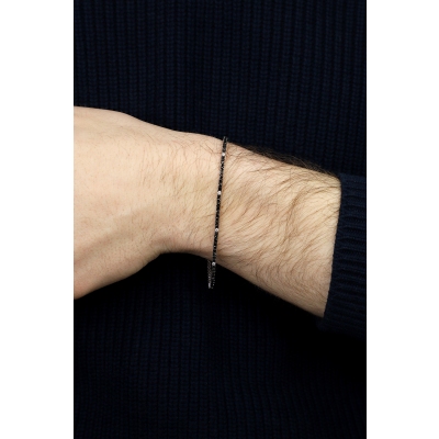 Bracelet de tennis en or blanc 18 carats avec diamants noirs et blancs