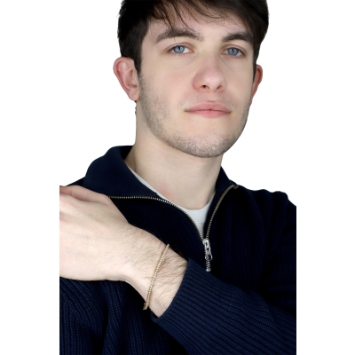 Bracelet Tennis griffé en or jaune 18 carats avec diamants