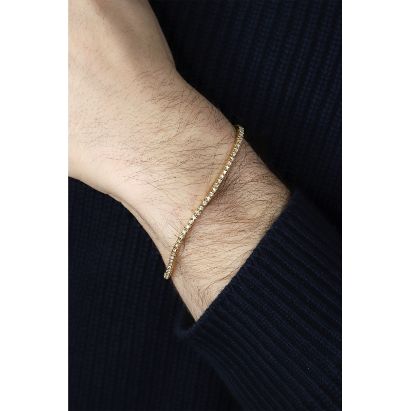 Bracelet Tennis griffé en or jaune 18 carats avec diamants Bracelet Tennis griffé en or jaune 18 carats avec diamants
