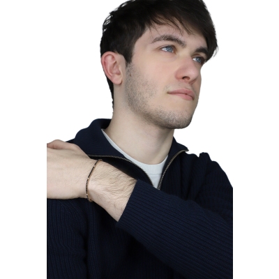 Bracelet Tennis en Or Rose 18k avec Diamants Noirs et Blancs