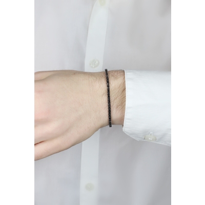 Bracelet tennis en or blanc 18 carats avec diamants noirs sur or bruni