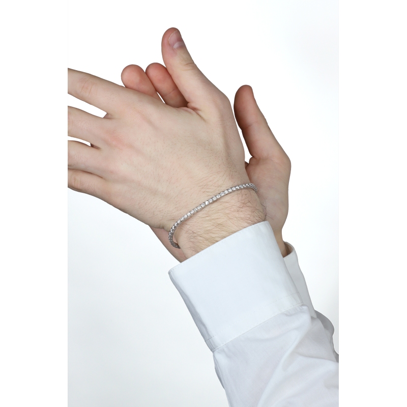 Bracelet diamants style tennis en or blanc 18k  Bracelet diamants style tennis en or blanc 18k