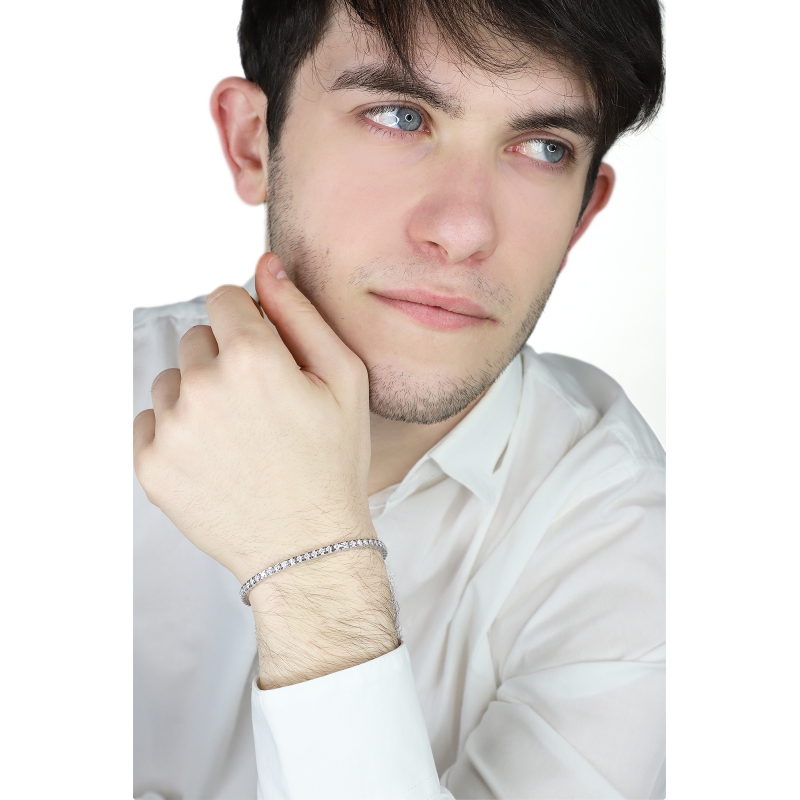 Bracelet rivière de diamants en or blanc 18k 