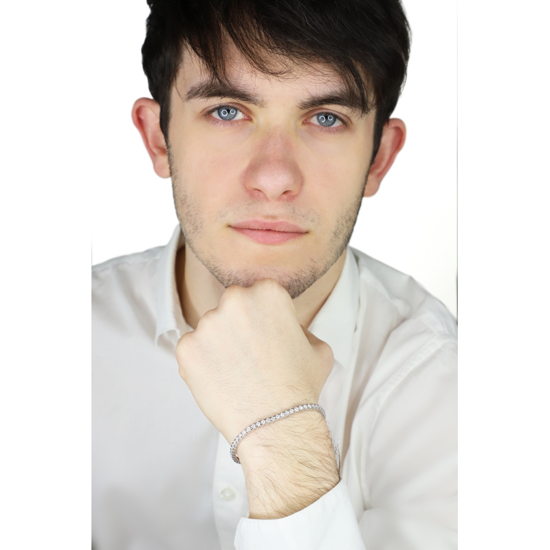 Bracelet tennis homme femme or blanc 750 et diamants