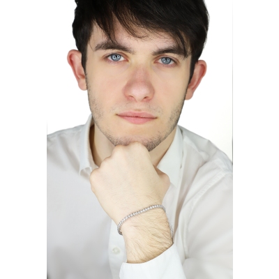 Bracelet tennis homme femme or blanc 750 et diamants