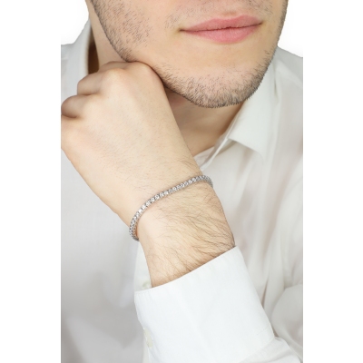 Bracelet tennis homme femme or blanc 750 et diamants