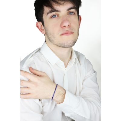 Bracelet tennis avec saphirs bleus en or blanc 18k 