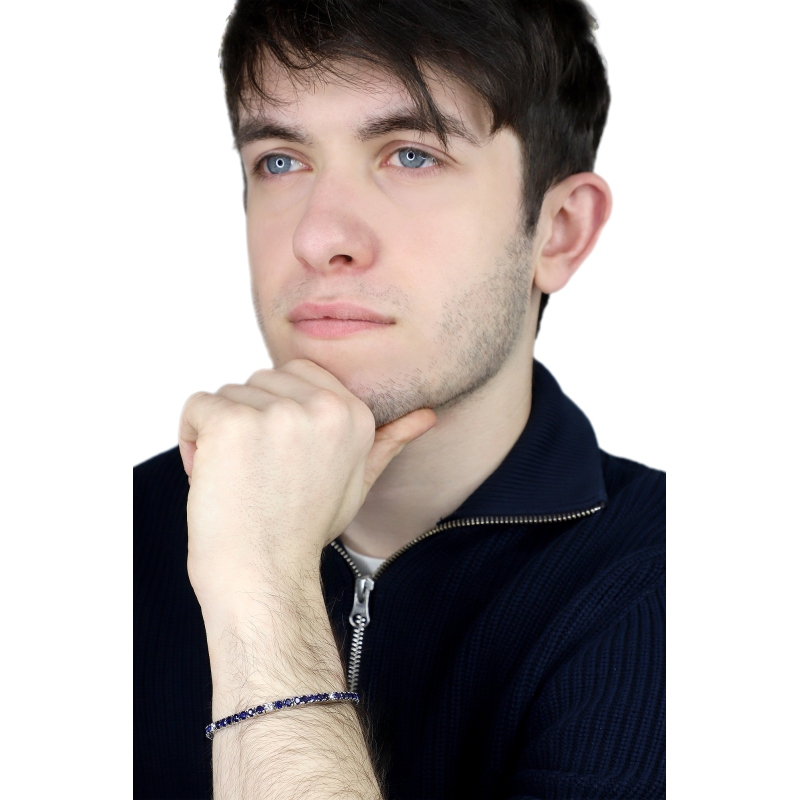 Bracelet Riviere Or Blanc 750 & Saphirs Bleus Bracelet Riviere Or Blanc 750 & Saphirs Bleus