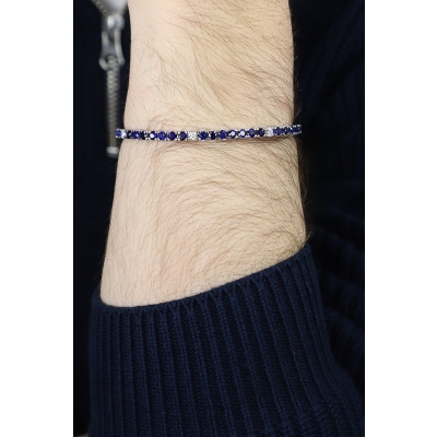 Bracelet Riviere Or Blanc 750 & Saphirs Bleus