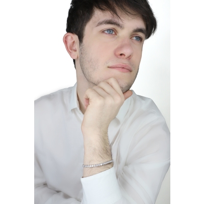 Bracelet tennis unisexe en or blanc 18K avec diamants 