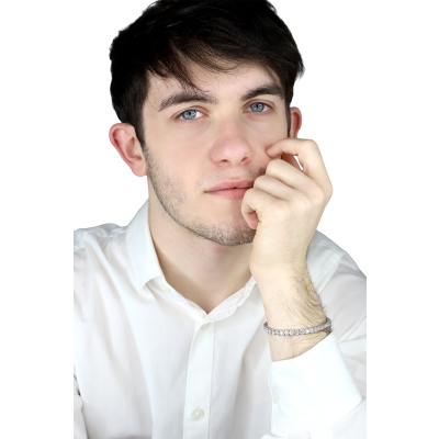 Bracelet tennis pour homme et femme en or blanc  avec diamants 