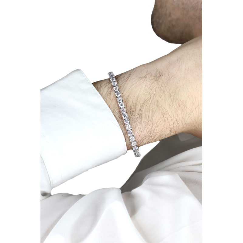 Bracelet tennis pour homme et femme en or blanc  avec diamants  Bracelet tennis pour homme et femme en or blanc  avec diamants