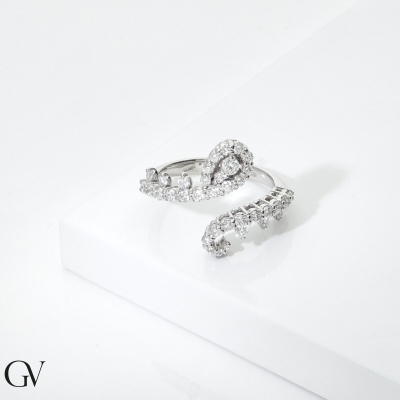 Bague contrarié design en or blanc 18 ct avec diamants