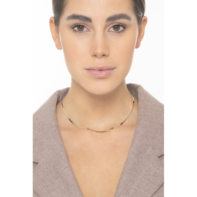 Collier snake plat en or jaune 18 carats Collier snake plat en or jaune 18 carats