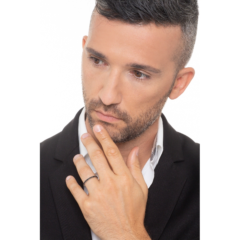 Bague Tour Complet Diamants Noirs et Or Blanc 750 Bague Tour Complet Diamants Noirs et Or Blanc 750
