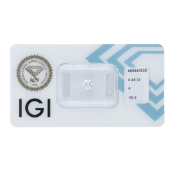 Diamant Certifié IGI  0.40CT F VS2