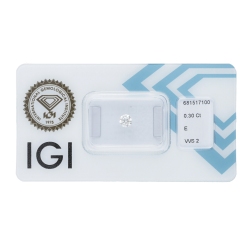 Diamant Certifié IGI   CT 0,30   E   VVS 2