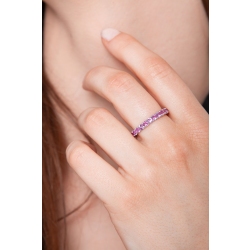 Bague Eternity à griffes en or blanc 18k avec saphirs roses 2