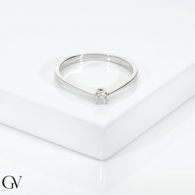 Bague Solitaire Valentin, Diamant 0,10 ct & Or Blanc 750