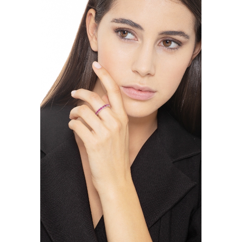 Rubis bague d'éternité en or blanc 18k 