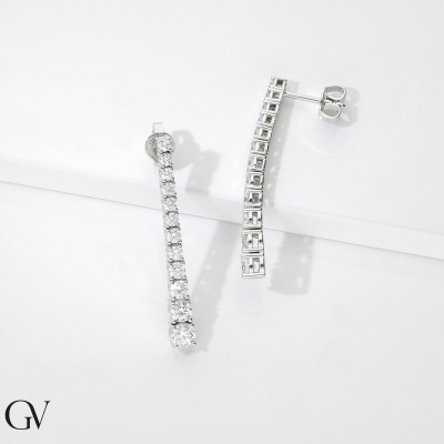 Boucles d’oreilles diamants tennis en or blanc 18k dégradé MM35