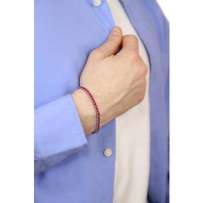 Bracelet Tennis en or blanc 18 carats avec rubis