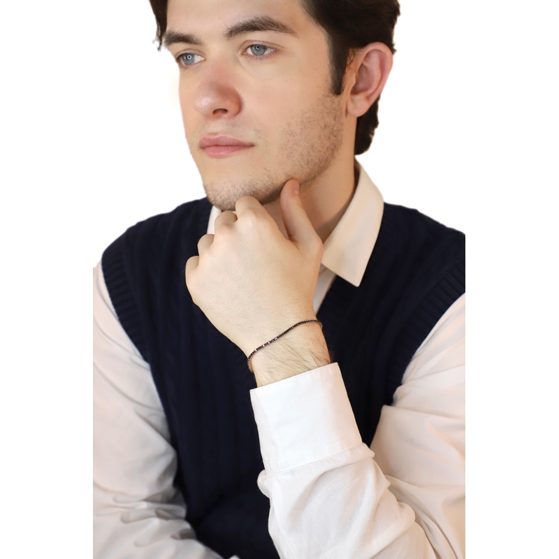 Bracelet Tennis griffe en Or Rose 18k avec Diamants Noirs Bracelet Tennis griffe en Or Rose 18k avec Diamants Noirs